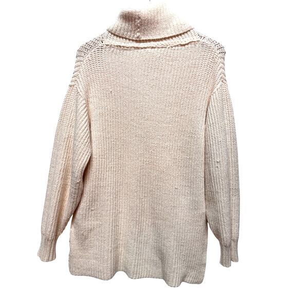 FREE PEOPLE Ribbed Sweater Size SP Chunky Knit Turtleneck Cream Neutral‎ Cozy - Picture 4 of 10